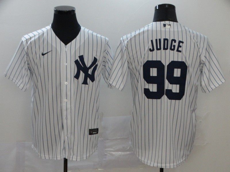 Men New York Yankees #99 Judge White stripes Nike Game MLB Jerseys